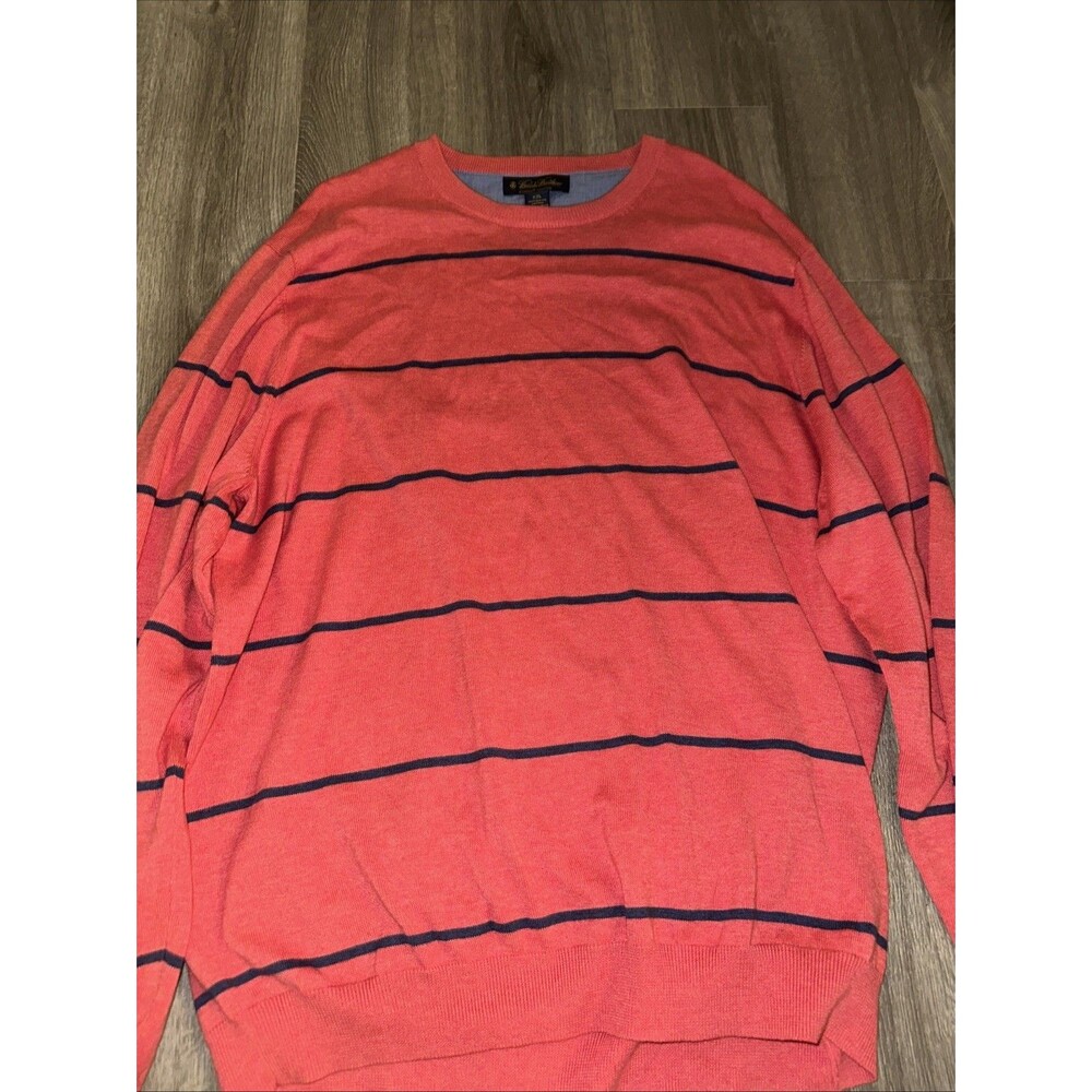 Brooks Brothers Sweater Adult XXL  Mens Striped Pink/blue Supima Cotton